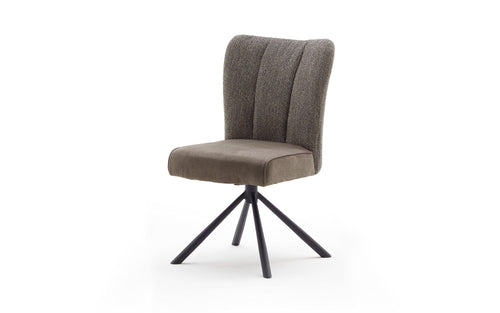 Set 2 scaune rotative tapitate cu stofa si picioare metalice, Santiago B, Cappucino / Negru, l53xA64xH91 cm (1)