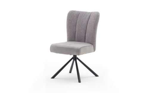 Set 2 scaune rotative tapitate cu stofa si picioare metalice, Santiago B, Gri / Negru, l53xA64xH91 cm (1)