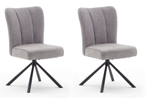 Set 2 scaune rotative tapitate cu stofa si picioare metalice, Santiago B, Gri / Negru, l53xA64xH91 cm