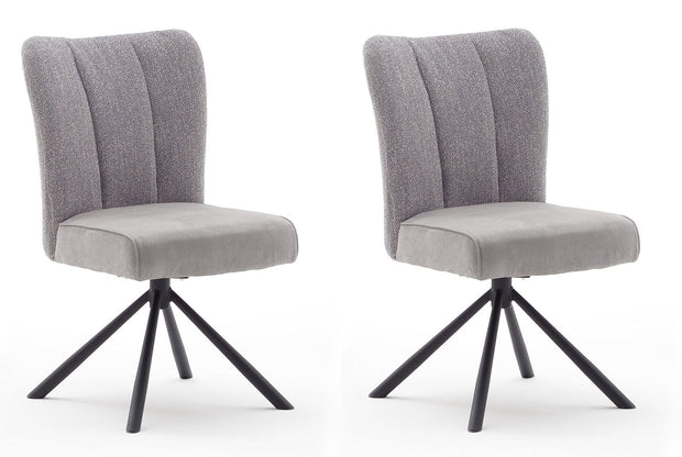 Set 2 scaune rotative tapitate cu stofa si picioare metalice, Santiago B, Gri / Negru, l53xA64xH91 cm