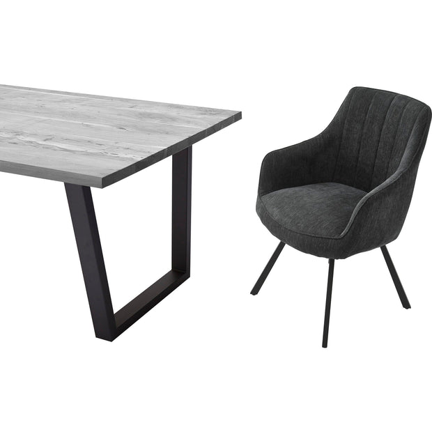 Set 2 scaune rotative tapitate cu stofa si picioare metalice, Sassello Antracit / Negru, l60xA61xH87 cm (3)