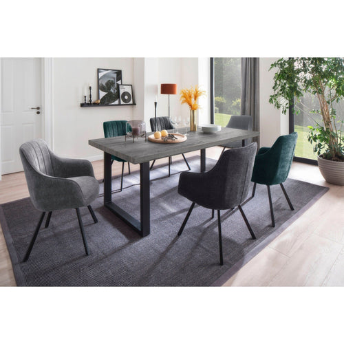 Set 2 scaune rotative tapitate cu stofa si picioare metalice, Sassello Antracit / Negru, l60xA61xH87 cm (1)