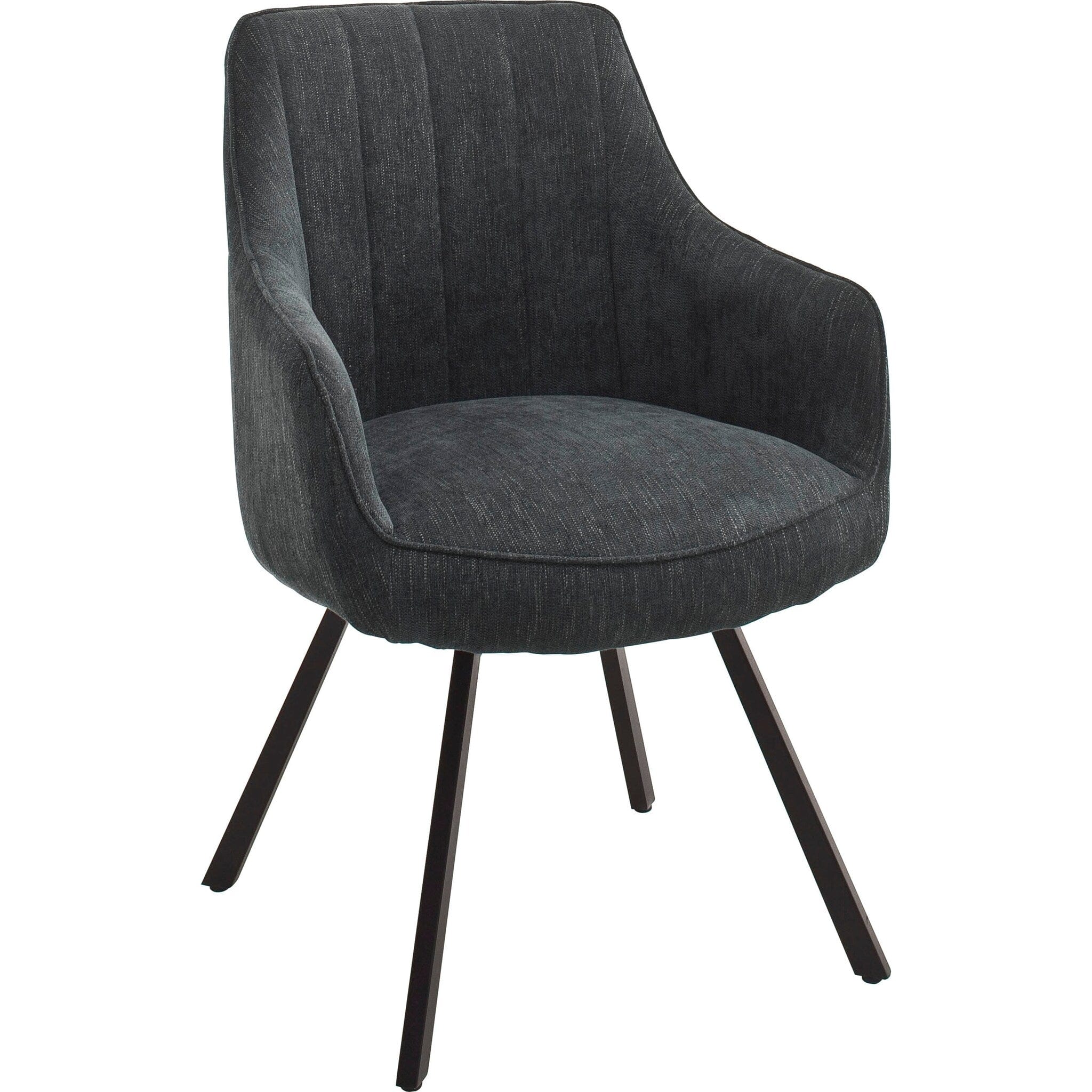 Set 2 scaune rotative tapitate cu stofa si picioare metalice, Sassello Antracit / Negru, l60xA61xH87 cm (4)