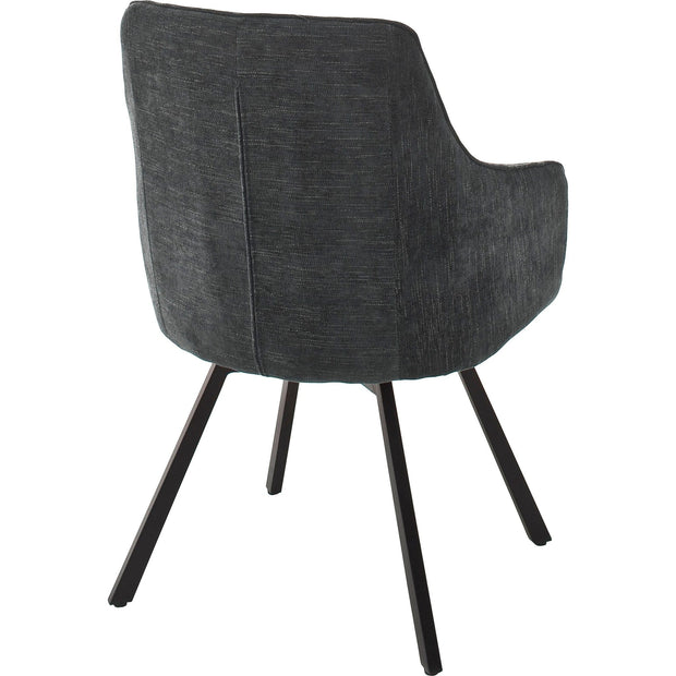 Set 2 scaune rotative tapitate cu stofa si picioare metalice, Sassello Antracit / Negru, l60xA61xH87 cm (5)