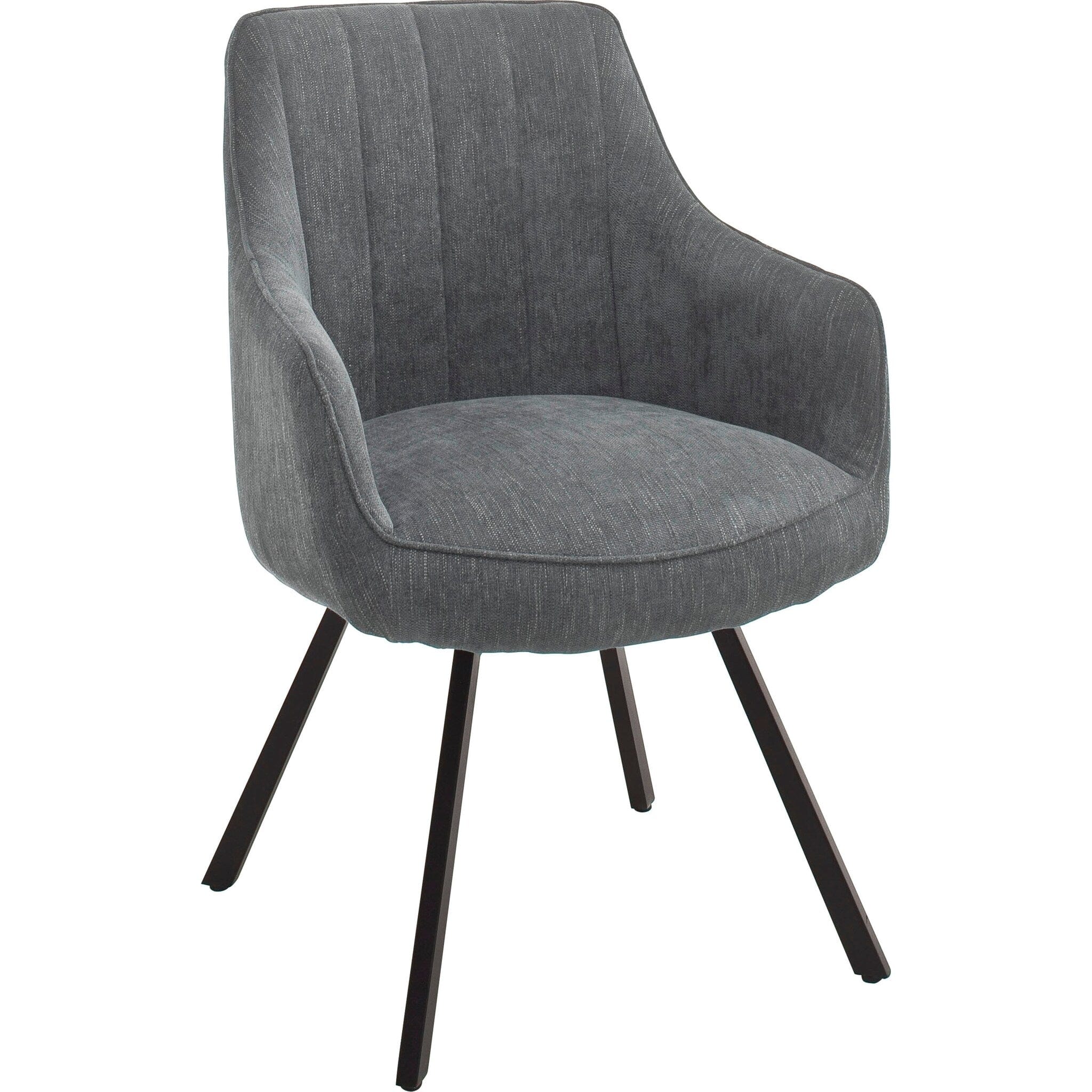 Set 2 scaune rotative tapitate cu stofa si picioare metalice, Sassello Gri / Negru, l60xA61xH87 cm (3)
