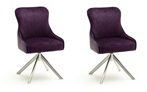 Set 2 scaune rotative tapitate cu stofa si picioare metalice, Sheffield A Oval, Burgundy / Crom, l53xA64xH88 cm