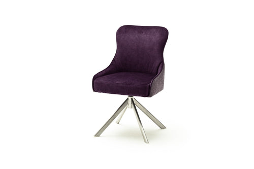 Set 2 scaune rotative tapitate cu stofa si picioare metalice, Sheffield A Oval, Burgundy / Crom, l53xA64xH88 cm (1)