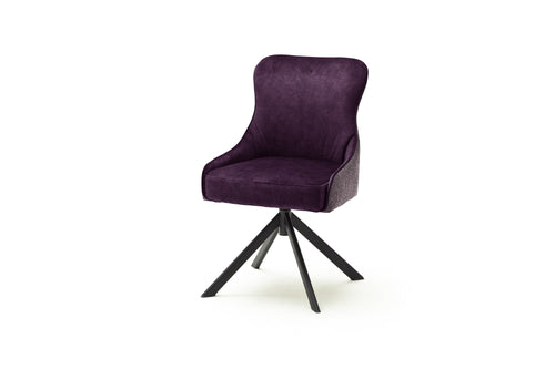 Set 2 scaune rotative tapitate cu stofa si picioare metalice, Sheffield A Oval, Burgundy / Negru, l53xA64xH88 cm (1)