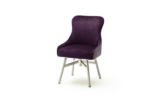 Set 2 scaune rotative tapitate cu stofa si picioare metalice, Sheffield A Round, Burgundy / Crom, l53xA64xH88 cm (1)