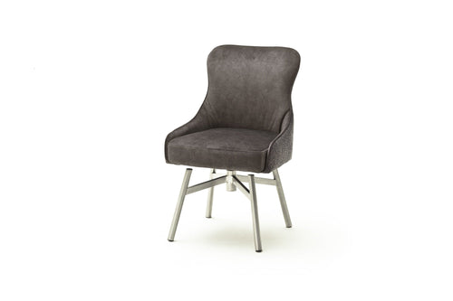 Set 2 scaune rotative tapitate cu stofa si picioare metalice, Sheffield A Round, Cappucino / Crom, l53xA64xH88 cm (1)