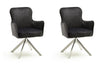Set 2 scaune rotative tapitate cu stofa si picioare metalice, Sheffield B Oval, Antracit / Crom, l62xA64xH88 cm