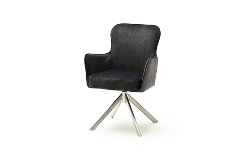 Set 2 scaune rotative tapitate cu stofa si picioare metalice, Sheffield B Oval, Antracit / Crom, l62xA64xH88 cm (1)