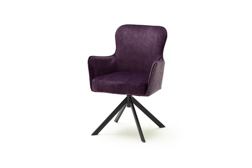 Set 2 scaune rotative tapitate cu stofa si picioare metalice, Sheffield B Oval, Burgundy / Negru, l62xA64xH88 cm (1)
