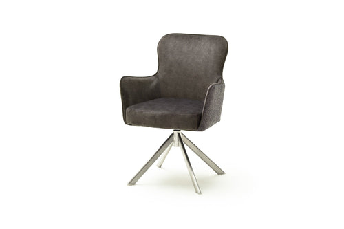 Set 2 scaune rotative tapitate cu stofa si picioare metalice, Sheffield B Oval, Cappucino / Crom, l62xA64xH88 cm (1)