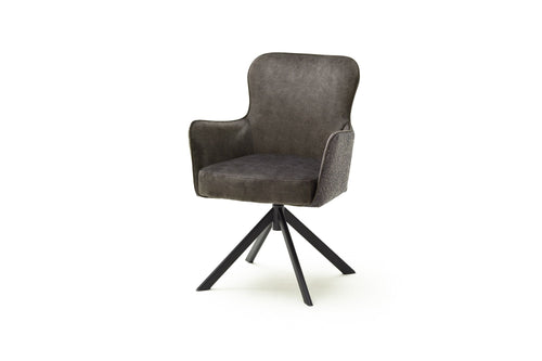 Set 2 scaune rotative tapitate cu stofa si picioare metalice, Sheffield B Oval, Cappucino / Negru, l62xA64xH88 cm (1)
