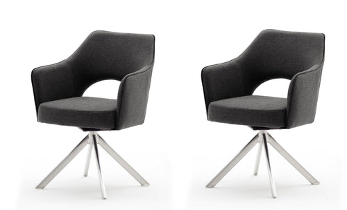 Set 2 scaune rotative tapitate cu stofa si picioare metalice, Tonala Antracit / Crom, l64xA61xH85 cm (1)