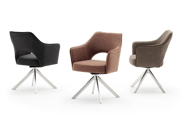 Set 2 scaune rotative tapitate cu stofa si picioare metalice, Tonala Antracit / Crom, l64xA61xH85 cm (3)