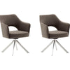 Set 2 scaune rotative tapitate cu stofa si picioare metalice, Tonala Cappuccino / Crom, l64xA61xH85 cm
