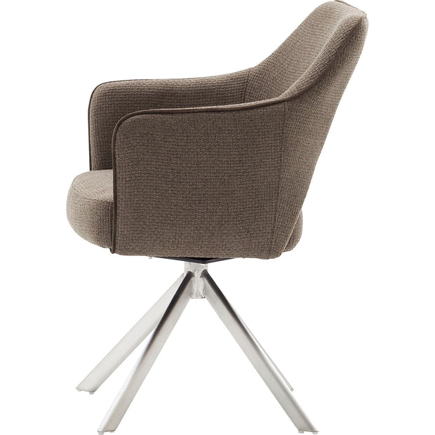 Set 2 scaune rotative tapitate cu stofa si picioare metalice, Tonala Cappuccino / Crom, l64xA61xH85 cm (3)