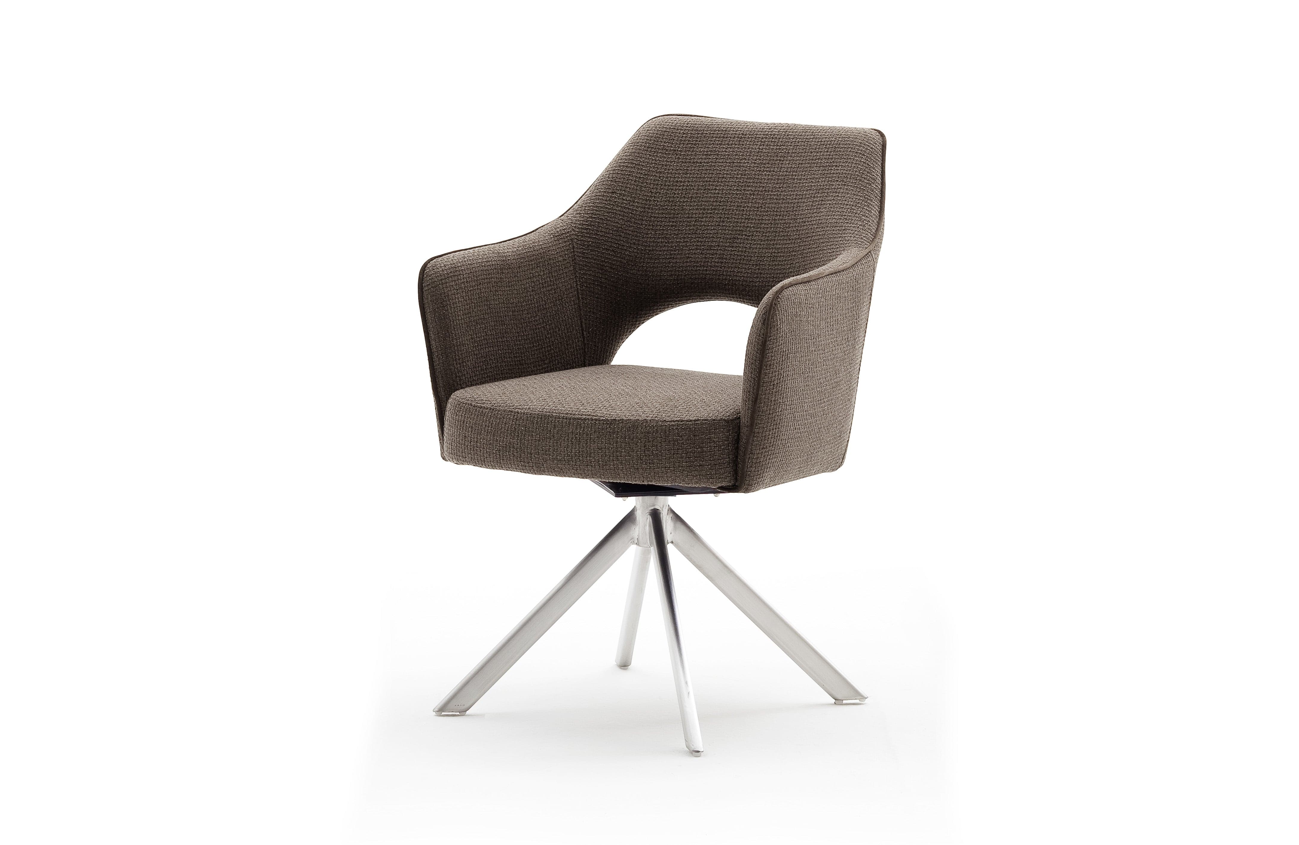 Set 2 scaune rotative tapitate cu stofa si picioare metalice, Tonala Cappuccino / Crom, l64xA61xH85 cm (4)