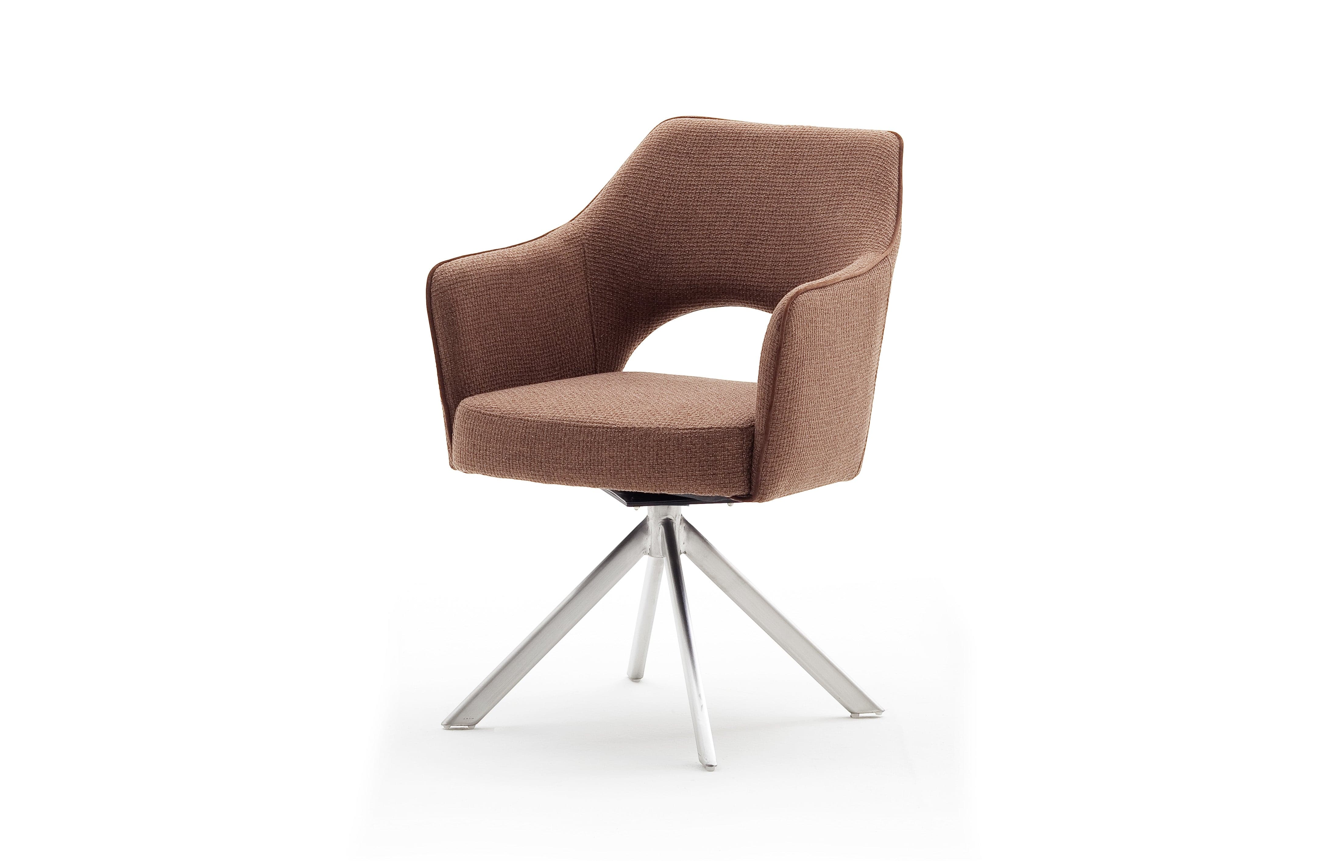 Set 2 scaune rotative tapitate cu stofa si picioare metalice, Tonala Ruginiu / Crom, l64xA61xH85 cm (3)