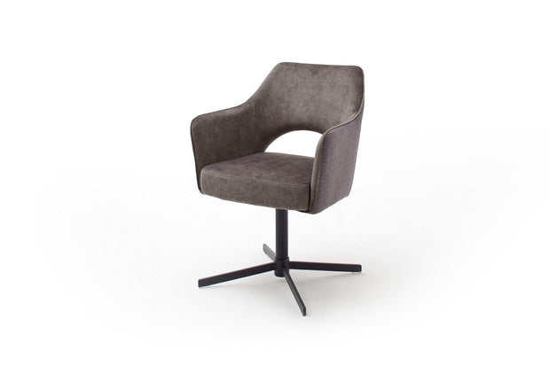Set 2 scaune rotative tapitate cu stofa si picioare metalice, Valletta Cappuccino / Negru, l64xA61xH85 cm (4)