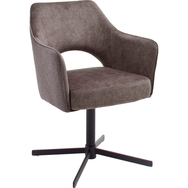 Set 2 scaune rotative tapitate cu stofa si picioare metalice, Valletta Cappuccino / Negru, l64xA61xH85 cm (3)