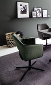 Set 2 scaune rotative tapitate cu stofa si picioare metalice, Valletta Verde Olive / Negru, l64xA61xH85 cm (3)