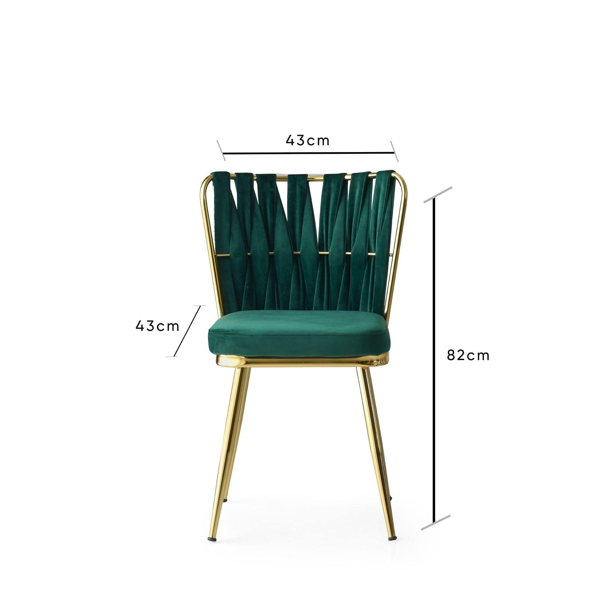 Set 2 scaune tapitat cu stofa si picioare metalice, Kusa 141 Velvet Verde / Auriu, l43xA43xH82 cm (7)