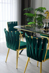 Set 2 scaune tapitat cu stofa si picioare metalice, Kusa 141 Velvet Verde / Auriu, l43xA43xH82 cm (2)