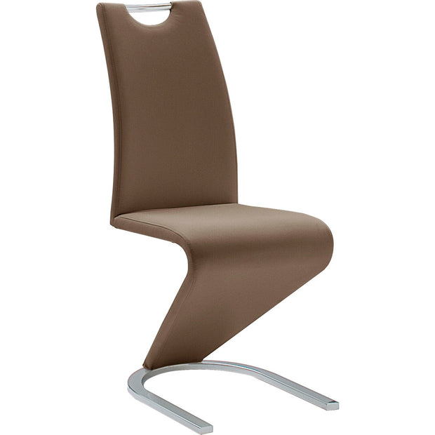 Set 2 scaune tapitate cu piele ecologica si picioare metalice, Amado Maro / Crom, l45xA62xH102 cm (3)