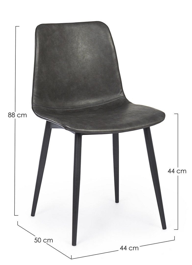 Set 2 scaune tapitate cu piele ecologica si picioare metalice Kyra Gri Inchis / Negru, l44xA50xH80 cm (8)