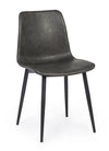 Set 2 scaune tapitate cu piele ecologica si picioare metalice Kyra Gri Inchis / Negru, l44xA50xH80 cm (2)