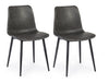Set 2 scaune tapitate cu piele ecologica si picioare metalice Kyra Gri Inchis / Negru, l44xA50xH80 cm