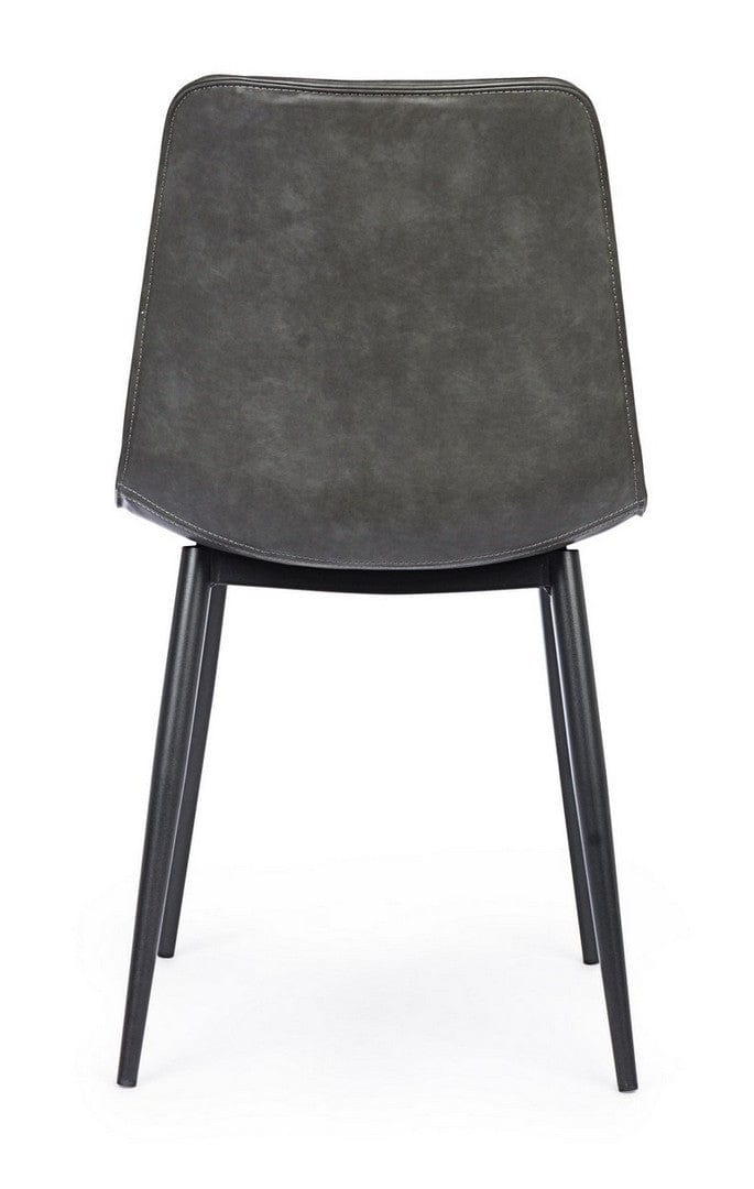 Set 2 scaune tapitate cu piele ecologica si picioare metalice Kyra Gri Inchis / Negru, l44xA50xH80 cm (4)