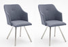 Set 2 scaune tapitate cu piele ecologica si picioare metalice, Madita B, Gri deschis / Crom, l54xA62xH88 cm