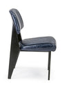 Set 2 scaune tapitate cu piele ecologica si picioare metalice Nelly A Albastru Inchis / Negru l60xA59xH84 cm (5)