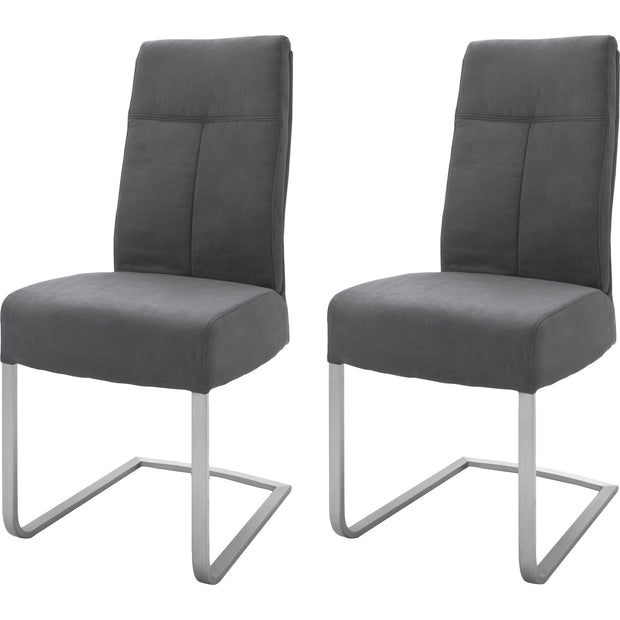 Set 2 scaune tapitate cu piele ecologica si picioare metalice, Talena Antracit / Gri, l47xA64xH104 cm (6)