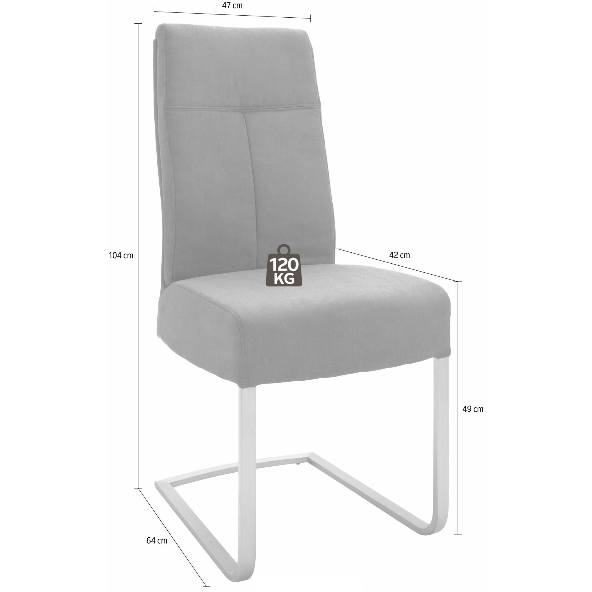 Set 2 scaune tapitate cu piele ecologica si picioare metalice, Talena Maro / Gri, l47xA64xH104 cm (5)