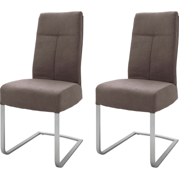 Set 2 scaune tapitate cu piele ecologica si picioare metalice, Talena Maro / Gri, l47xA64xH104 cm (3)