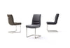 Set 2 scaune tapitate cu piele si picioare metalice, Montera Swing Gri / Crom, l45xA63xH90 cm (4)