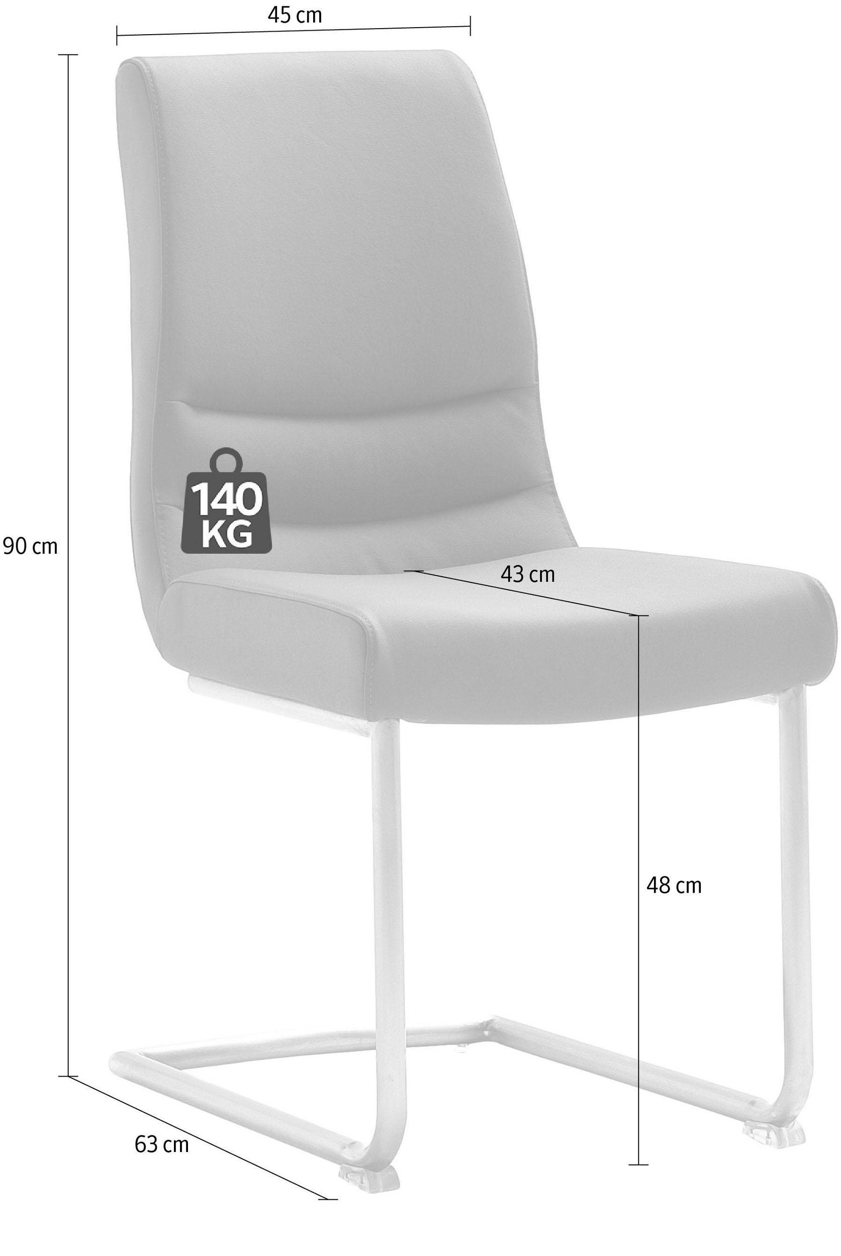 Set 2 scaune tapitate cu piele si picioare metalice, Montera Swing Gri / Crom, l45xA63xH90 cm (5)
