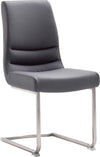Set 2 scaune tapitate cu piele si picioare metalice, Montera Swing Gri / Crom, l45xA63xH90 cm (2)