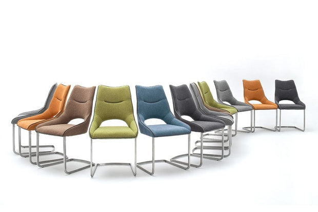 Set 2 scaune tapitate cu stofa, cu picioare metalice Aldrina Gri deschis / Crom, l53xA62xH96 cm (3)