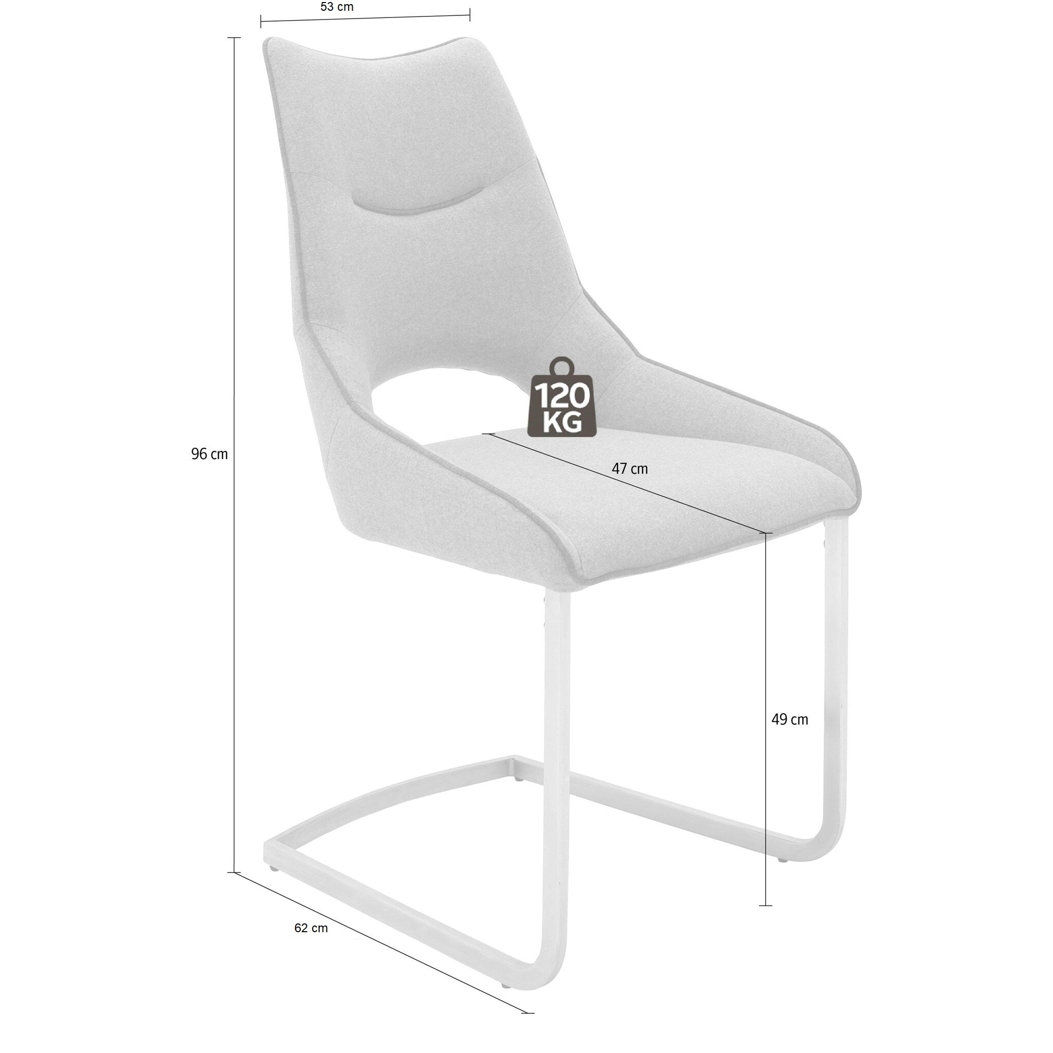 Set 2 scaune tapitate cu stofa, cu picioare metalice Aldrina Gri deschis / Crom, l53xA62xH96 cm (6)