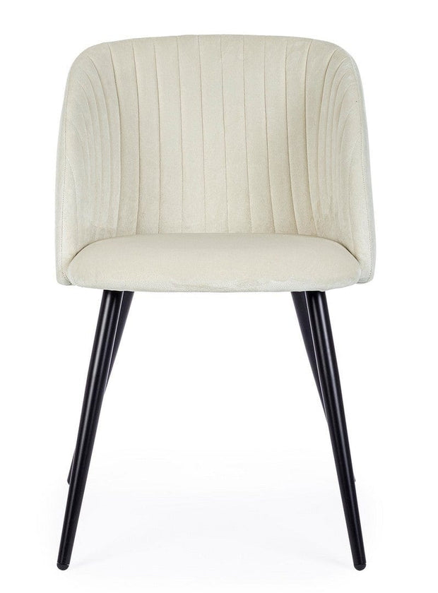 Set 2 scaune tapitate cu stofa si picioare metalice Queen Velvet Alb / Negru, l53xA57xH81,5 cm (2)