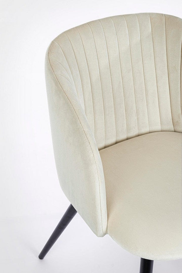 Set 2 scaune tapitate cu stofa si picioare metalice Queen Velvet Alb / Negru, l53xA57xH81,5 cm (5)