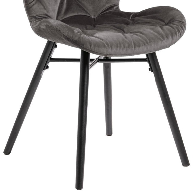 Set 2 scaune tapitate cu stofa si picioare din lemn Batilda A-1 Capitone Velvet Gri Inchis / Negru, l47xA53xH82,5 cm (6)