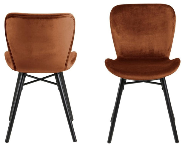 Set 2 scaune tapitate cu stofa si picioare din lemn Batilda A-1 Velvet Maro / Negru, l47xA53xH82,5 cm (5)