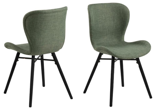 Set 2 scaune tapitate cu stofa si picioare din lemn Batilda A-1 Verde / Negru, l47xA53xH82,5 cm